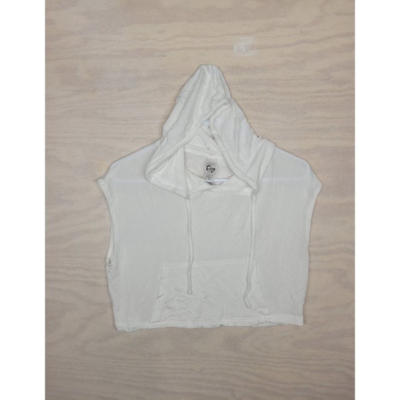 Zyia Active Tops - Zyia Active Women's Size Small Cropped Hoodie Sleeveless White Lightweight